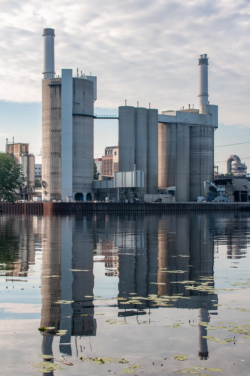Dalmia Bharat Q2 results: cement plant silos and chimneys by the water