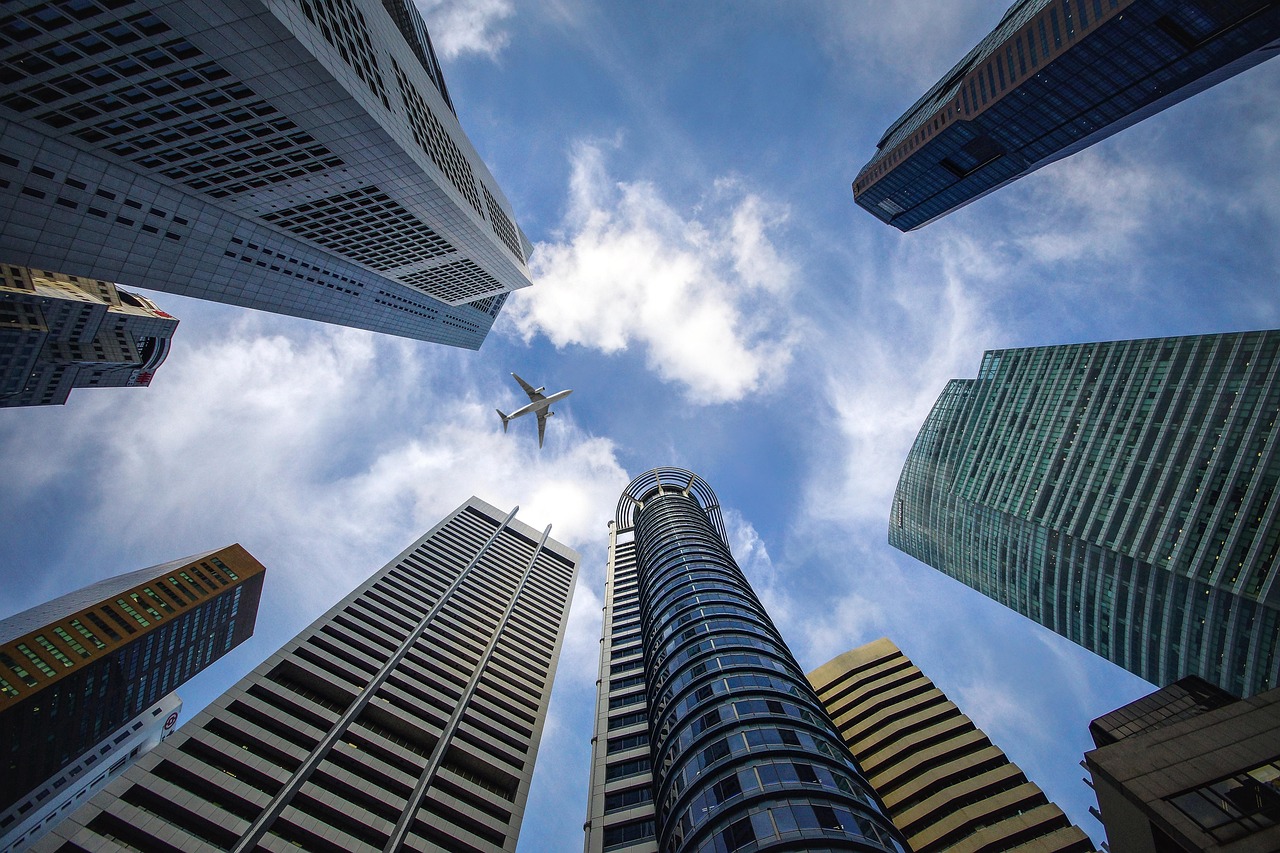 Group companies in a DRHP: office towers seen from below