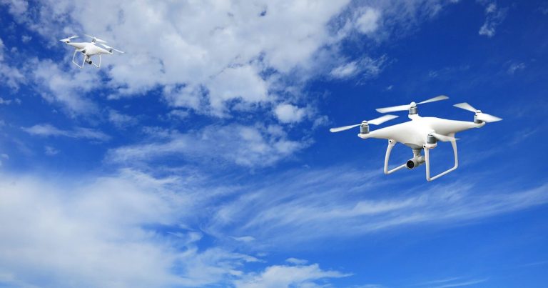 Ideaforge share price news - drone flying blue sky