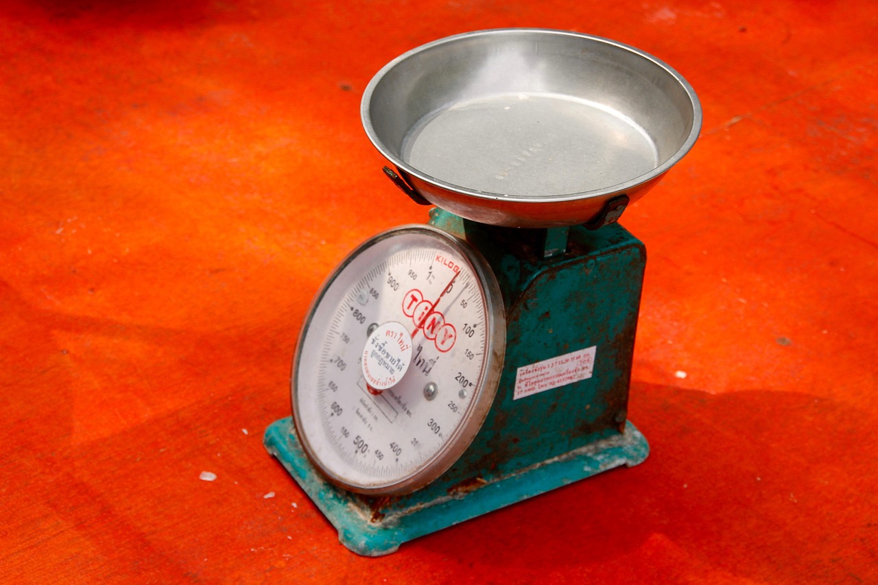 Money flow index concept: an old weighing scale, as MFI weights each day's price move by the volume traded