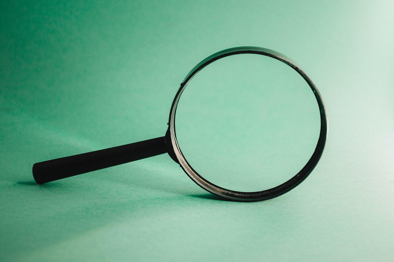 IPO grading concept: a magnifying glass on a plain green background, standing for a close look at a company before its IPO