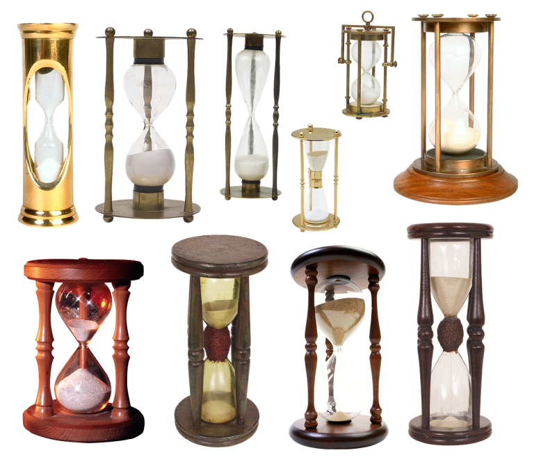 IPO bidding period rules idea: a collection of hourglasses of different sizes and styles