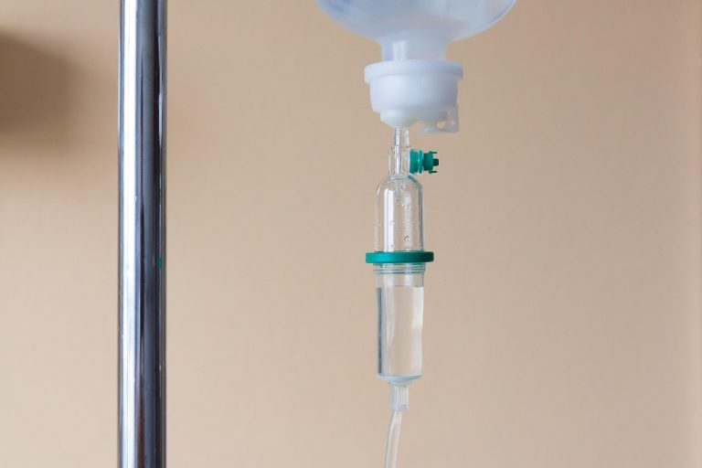 Sun Pharma Unloxcyt NCCN update: an intravenous infusion drip hanging in a hospital ward