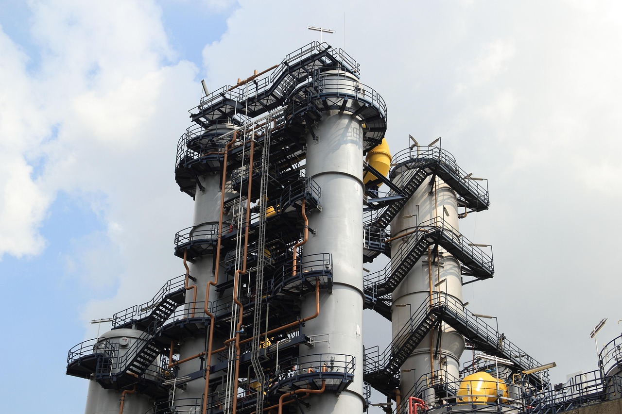 Jubilant Ingrevia Q2 results: distillation columns and pipework at an industrial chemical plant
