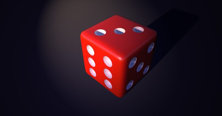 Monte carlo simulation in trading: a red die on a dark background, a nod to random outcomes