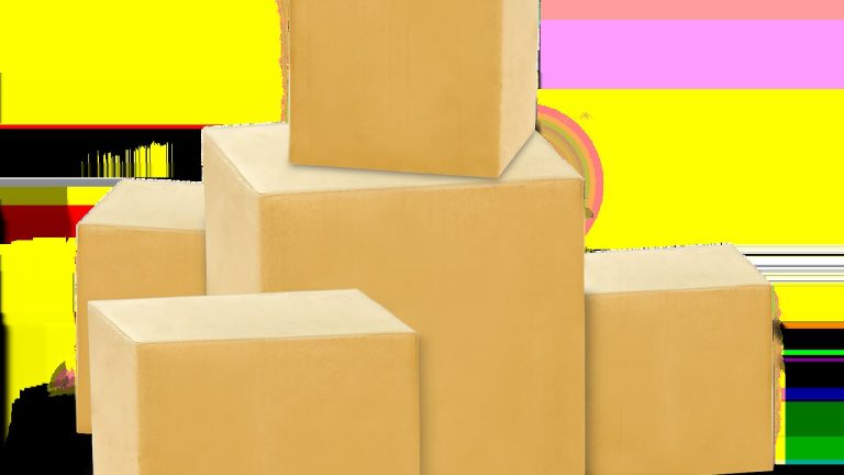 Physical settlement stock F&O: stacked cardboard delivery boxes, like shares handed over at expiry