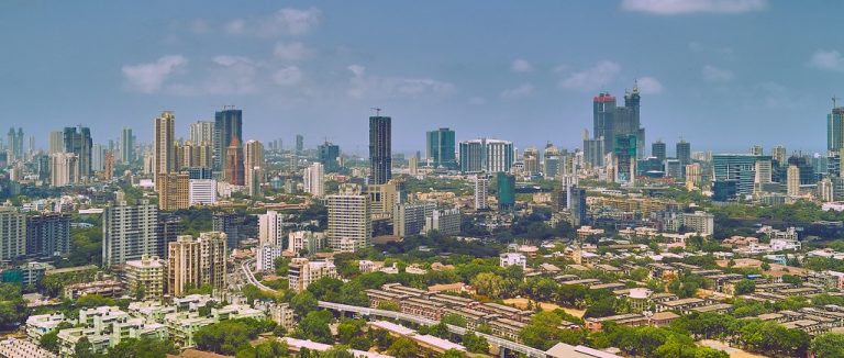 Mumbai skyline under a clear sky for the Sensex October 15 recap